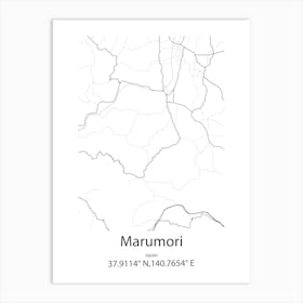 Marumori,Japan Minimalist Map Art Print