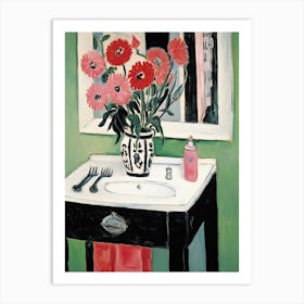 Bathroom Vanity Painting With A Gerbera Bouquet 4 Art Print