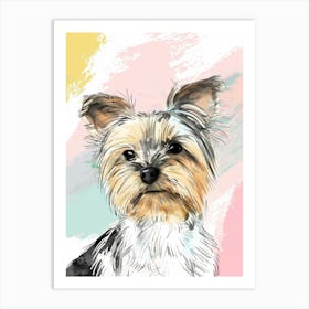 Yorkshire Terrier Dog Pastel Line Watercolour Illustration  5 Art Print