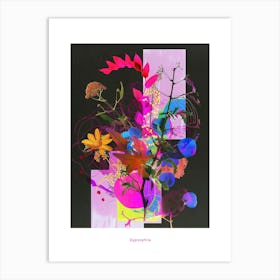 Gypsophila (Baby S Breath) 2 Neon Flower Collage Poster Art Print
