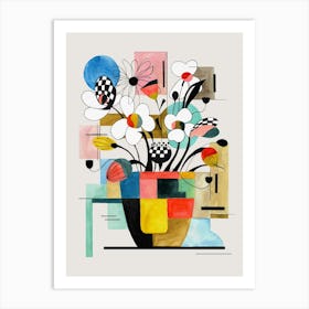 Abstract Geometric Florals In A Vase Art Print