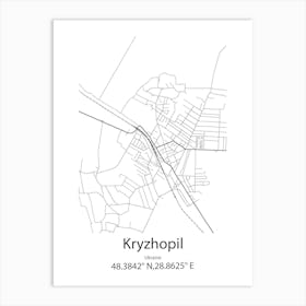 Kryzhopil,Ukraine Minimalist Map Affiche