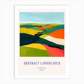 Colourful Abstract The South Downs England 4 Poster Blue Art Print