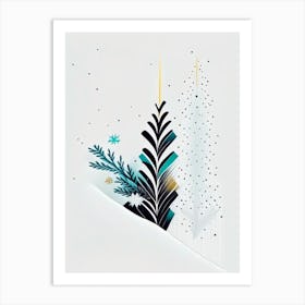 Winter, Snowflakes, Minimal Line Drawing Art Print