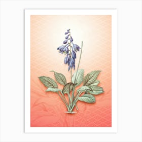 Daylily Vintage Botanical in Peach Fuzz Hishi Diamond Pattern n.0310 Art Print