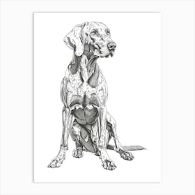 Weimaraner Dog Line Sketch 4 Art Print