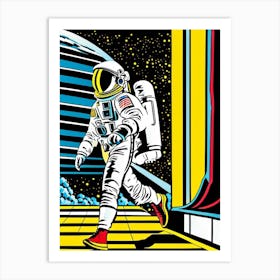 Astronaut Walking Next To Space Station Comic 1 Art Print