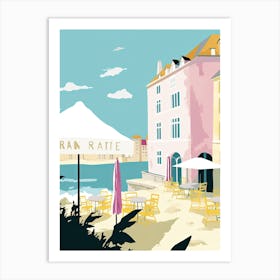 Biarritz, France, Flat Pastels Tones Illustration 3 Art Print