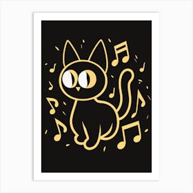 Cat With Music Notes 16 Art Print