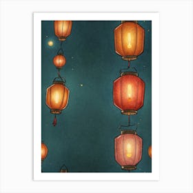 Lanterns In The Sky Art Print