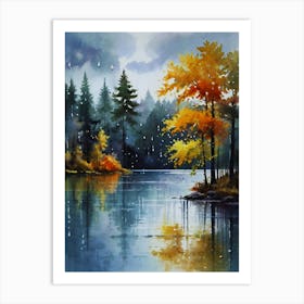 Autumn Trees By The Lake 1 Art Print