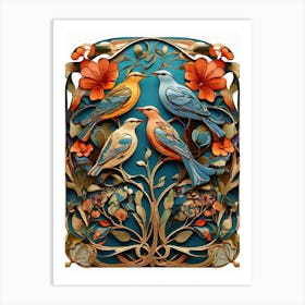 Default Stylized Colorful Design Of Birds In Art Nouveau Style 0 (2) Art Print