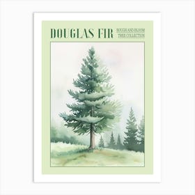 Douglas Fir Tree Atmospheric Watercolour Painting 4 Poster Art Print