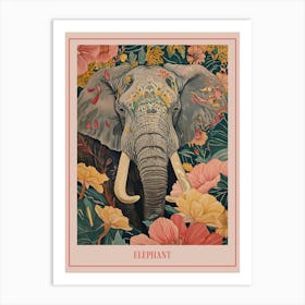 Floral Animal Painting Elephant 1 Poster Art Print