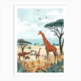 Modern Illustration Of Two Giraffes 5 Art Print