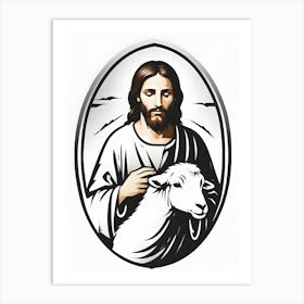 Jesus Holding A Sheep Art Print