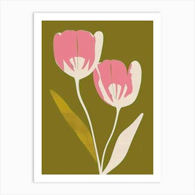 Pink & Green Tulip 2 Art Print