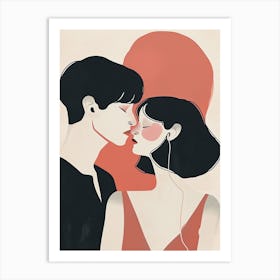 Kissing Couple 2, Valentine's Day Art Print