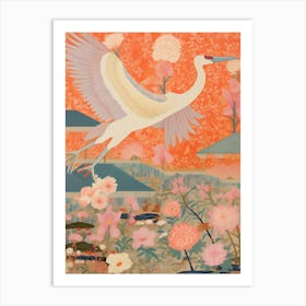 Maximalist Bird Painting Crane 4 Art Print