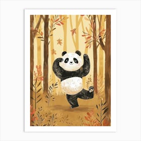 Giant Panda Dancing In The Woods Storybook Illustration 2 Art Print