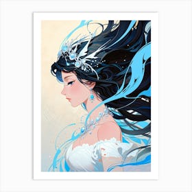 Girl With Blue Hair 4 Art Print