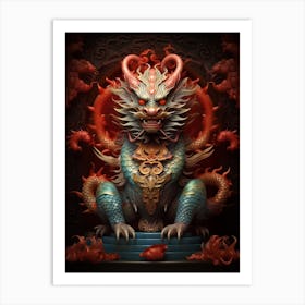 Chinese Dragon Symbolism Illustration 3 Art Print