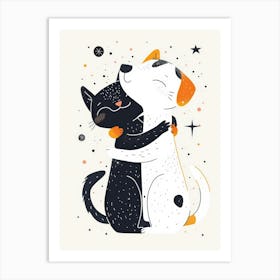 Cat And Dog Hugging 1 Art Print