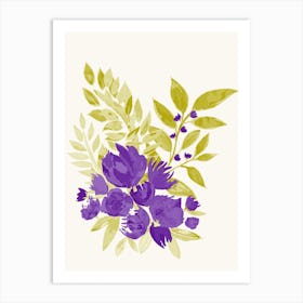 Purple Rustic Flower Bouquet 1 Art Print