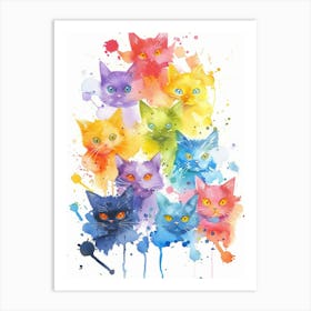 Rainbow Cats 1 Art Print