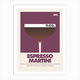 Espresso Martini, Cocktail Print (Burgundy) Art Print