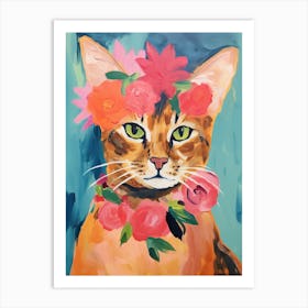 Somali Cat With A Flower Crown Painting Matisse Style 1 Art Print