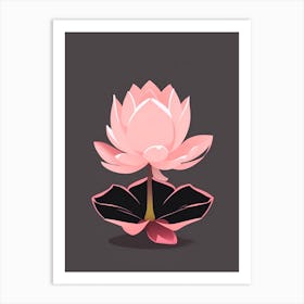 A Pink Lotus In Minimalist Style Vertical Composition 30 Art Print