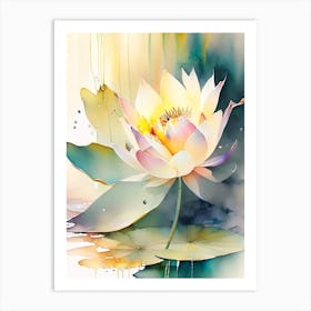 American Lotus Storybook Watercolour 2 Art Print