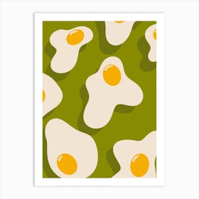 Fried Eggs Kitchen/Dining Room Green Art Print