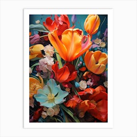 Tulips In Art Nouveau Art Print