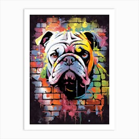 Aesthetic Bulldog Dog Puppy Brick Wall Graffiti Artwork Art Print
