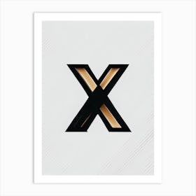 X Letter, Alphabet Retro Minimal 3 Art Print