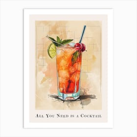 All You Need Is A Cocktail Tile Poster 7 Art Print