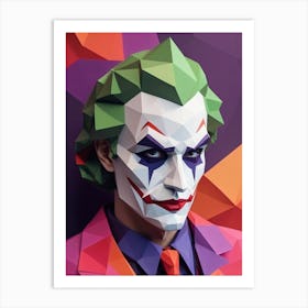 Joker Portrait Low Poly Geometric (24) Art Print