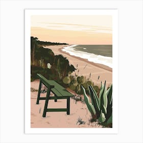 Beach Bench Art Print