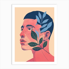 Man With Leaves On His Head 1 Art Print