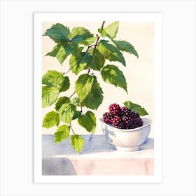 Black Raspberry Italian Watercolour fruit Art Print