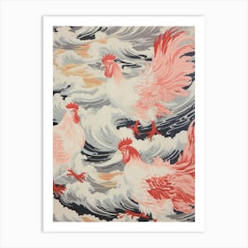 Vintage Japanese Inspired Bird Print Rooster 2 Art Print