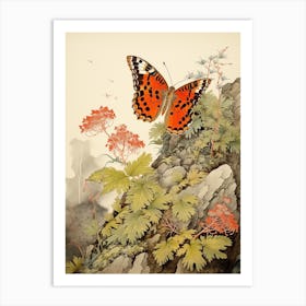 Japanese Style Butterfly Painting 2 Art Print
