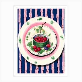 A Plate Of Olives Top View Food Illustration 4 Art Print