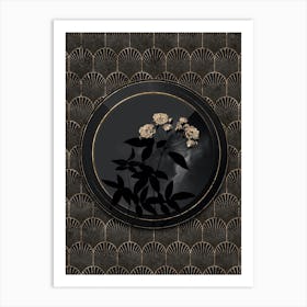Shadowy Vintage Lady Bank's Rose Botanical in Black and Gold n.0169 Art Print