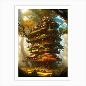 Tree House In The Forest 1 Art Print