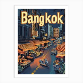 Aihrgdesign A 1970s Inspired Travel Poster For Bangkok 3 Art Print