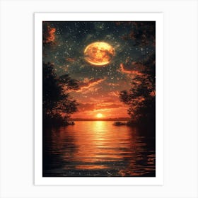 Full Moon Over Water 2 Art Print