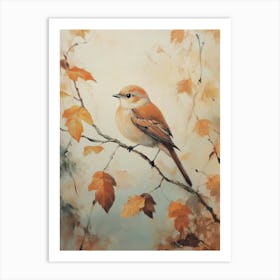 Autumn Bird on Tree Branches Art Print